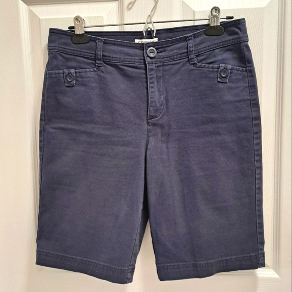 St. John's Bay Bermuda Shorts Women's 10 Blue Cotton Blend - Picture 8 of 8